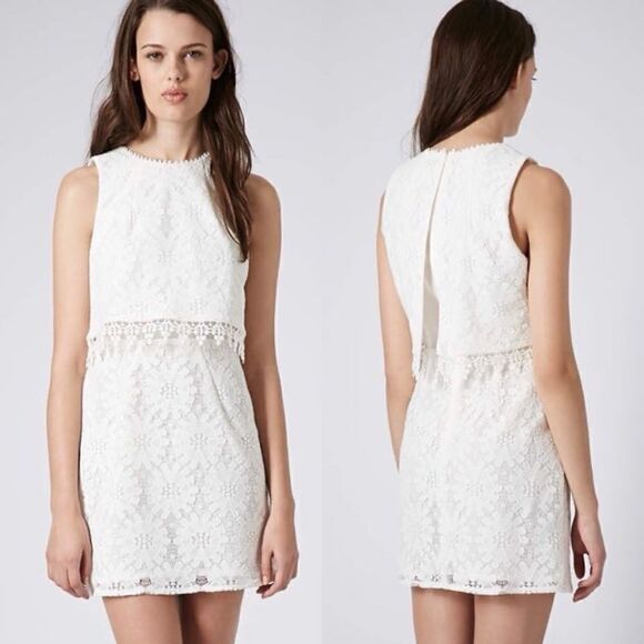 TOPSHOP White Lace Dress Size 4 - Picture 1 of 12